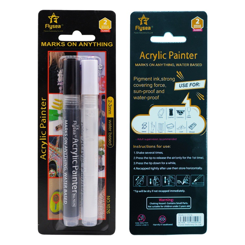 Cross-Border 2-piece black and white acrylic marker graffiti painted acrylic pen gift box supermarket annual meeting gift