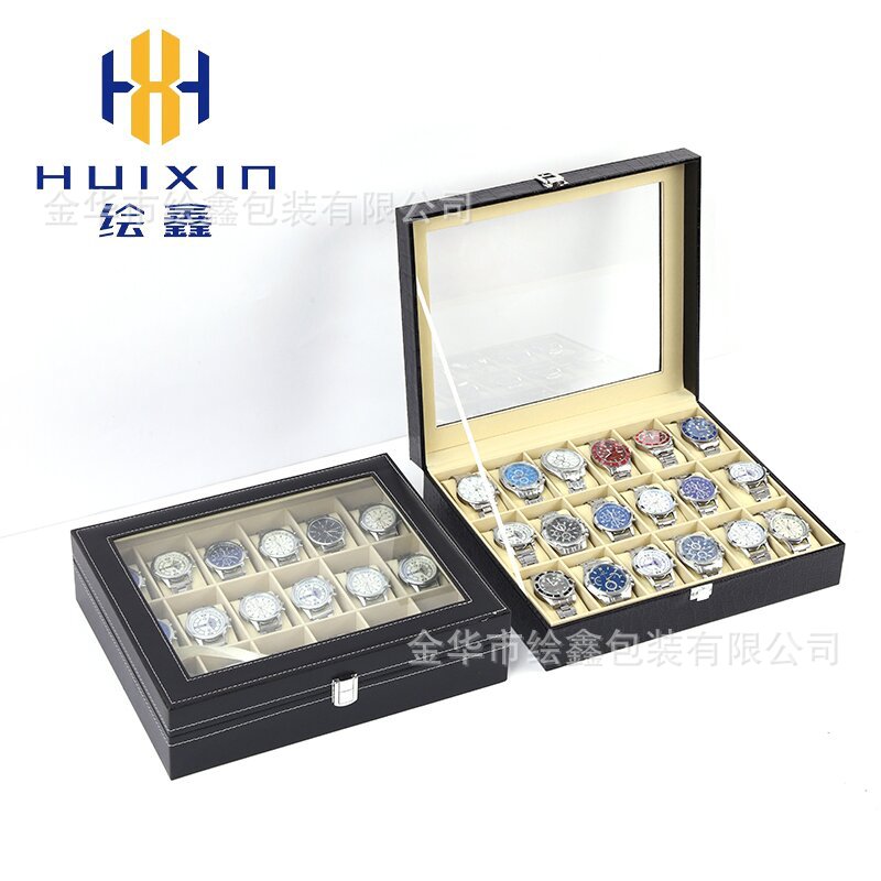 In-Stock 18-Slot Crocodile Pattern Watch Storage Box Display Watch Collection Display Tray Watch Accessory Box Watch Case