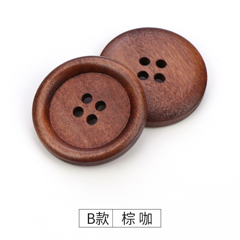 Picture of Cida manufacturers supply wood buttons 9mm -38mm four-eye fine edge buckle sweater round children's DIY accessories