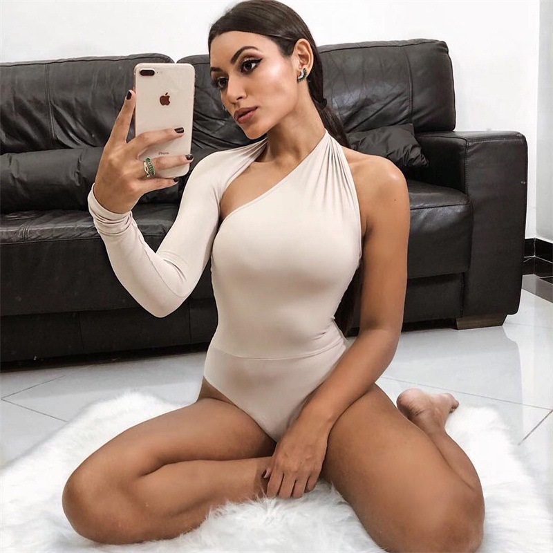 Fashion Women's Trendy European and American Style Backless Autumn and Winter Sexy Long-Sleeve Bodysuit