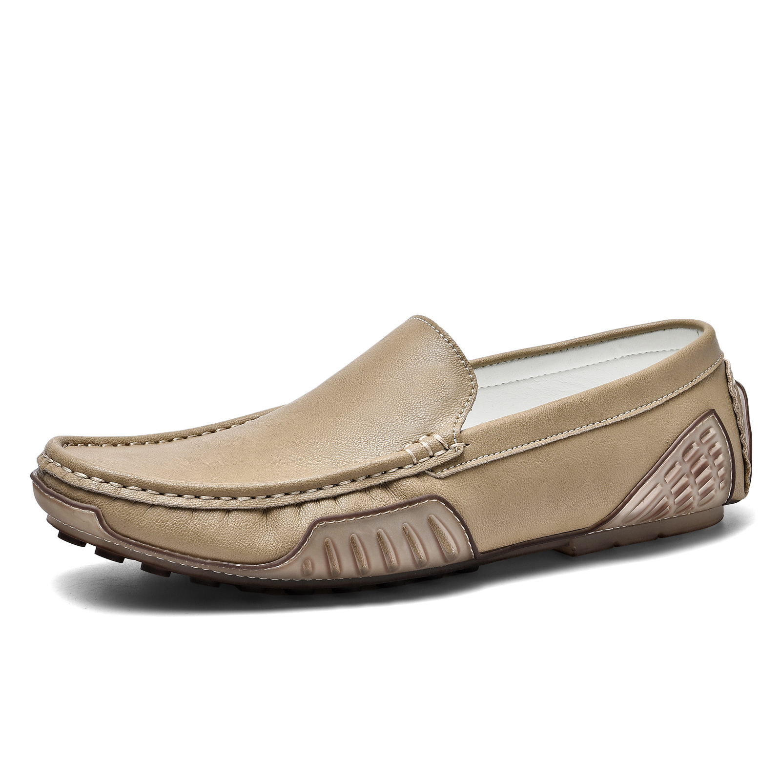 Picture of Cross-Border Large Size Men's Shoes Genuine Leather Beanie Shoes Summer Trend Breathable Casual Leather Shoes Korean Style Slip-On Driving Trendy Shoes