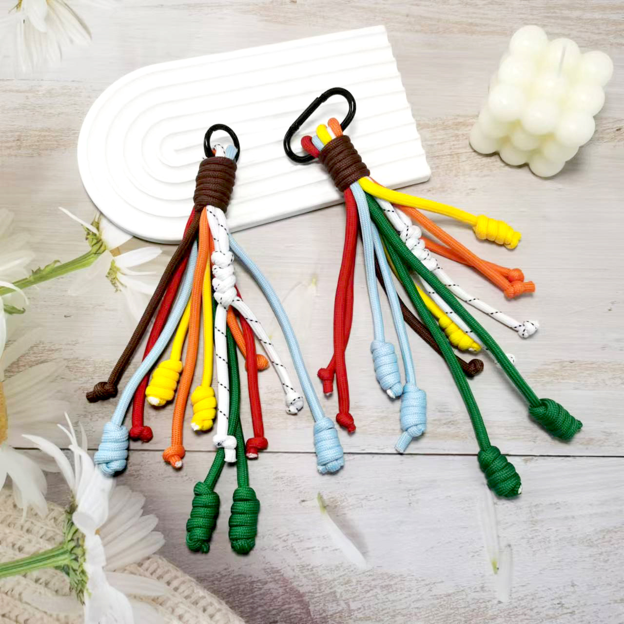 Rainbow Miu Style Woven Pendant Retro Tassel Ins Style Nylon Rope Pendant Bag Pendant Creative Keychain