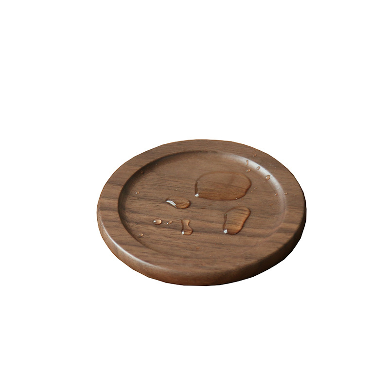 Picture of Creative Wooden Coaster Logo Engraved Fixed Wooden Tea Tray Cup Holder Tea Mat Wooden Tea Holder Japanese Heat Insulation Mat