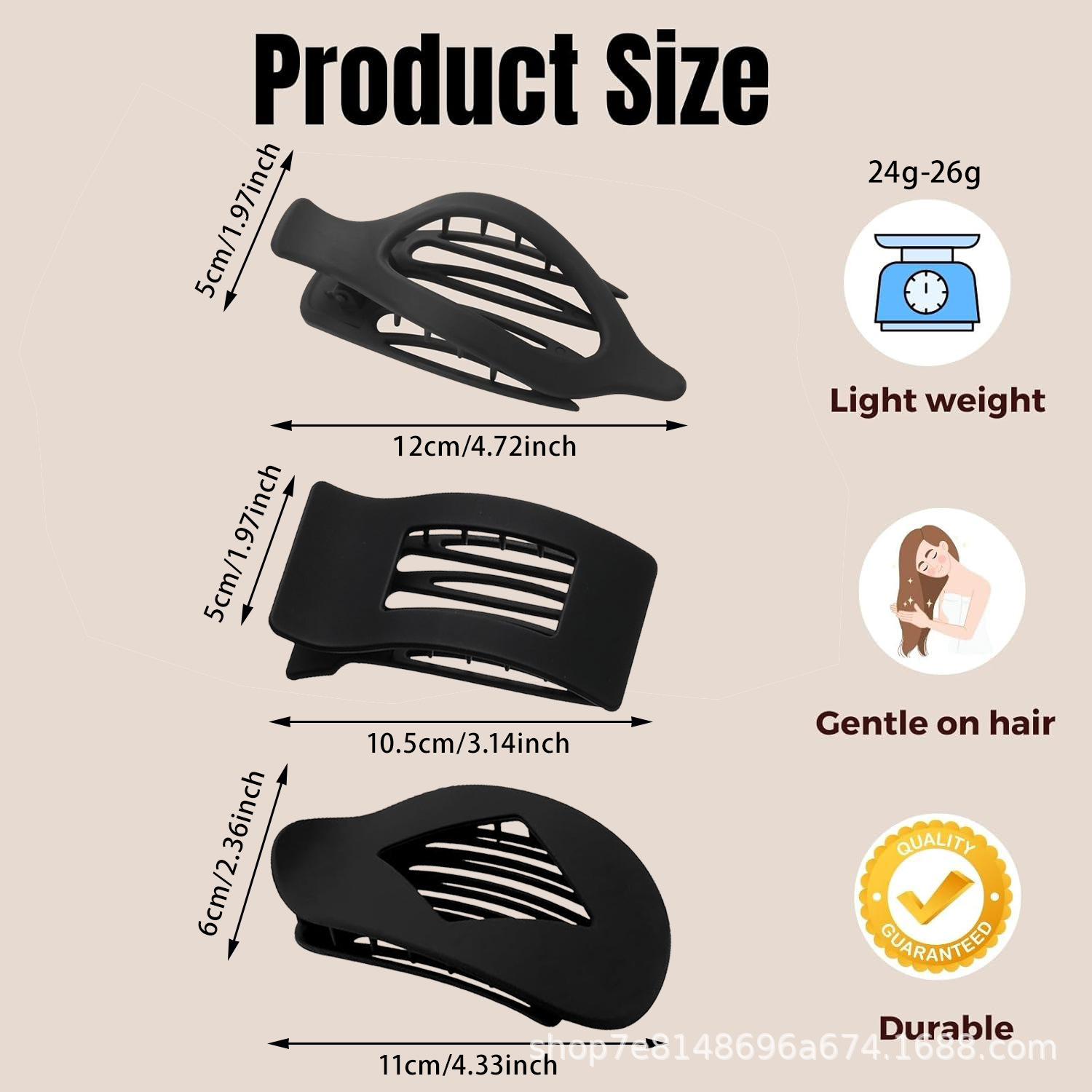 Picture of Cross-Border Large Flat Duckbill Clip Oval Hair Claw Clip European and American Fashion Back of the Head Claw Clip French Matte Hair Accessory