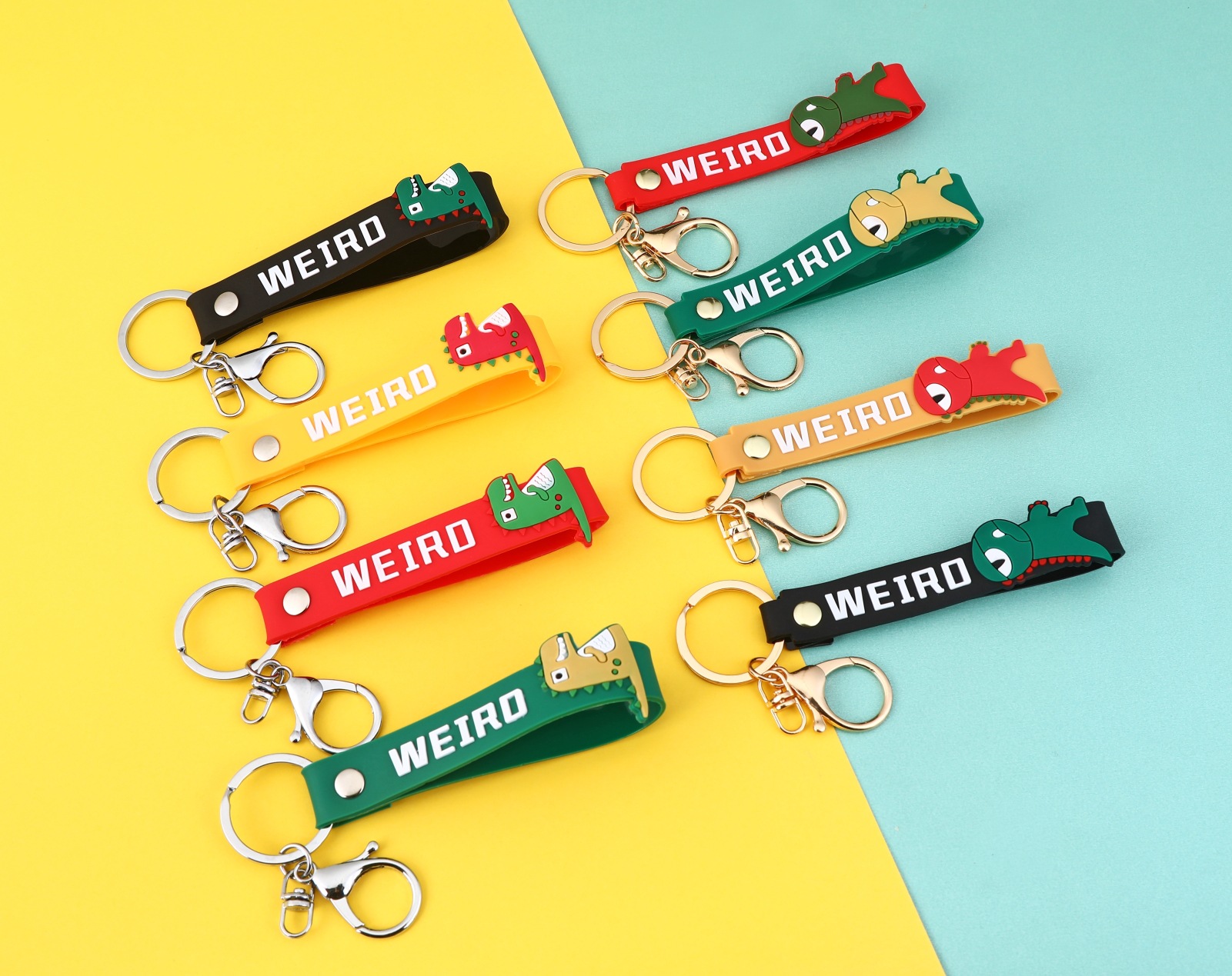Small Dinosaur Tyrannosaurus Rex Rubber Rope Keychain Wrist Strap Key Ring Hand Strap Pendant Wholesale Silicone Keychain
