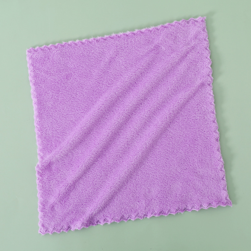 Picture of Coral Velvet Square Towel Wholesale Kindergarten Face Wash Towel Soft and Absorbent Household Kitchen Cleaning Rag Hand Towel