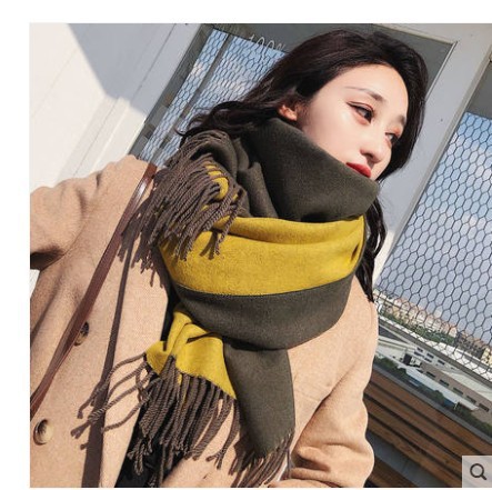 Picture of Korean export autumn and winter new high quality cashmere scarf women's long double-sided color matching shawl warm scarf women