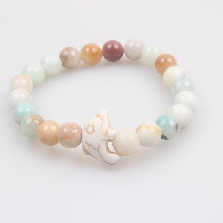 Picture of Zhou Lianfa Cross-border Wholesale New Green Turquoise Dolphin Volcanic Stone White Turquoise Stretch Bracelet Jewelry for Men and Women