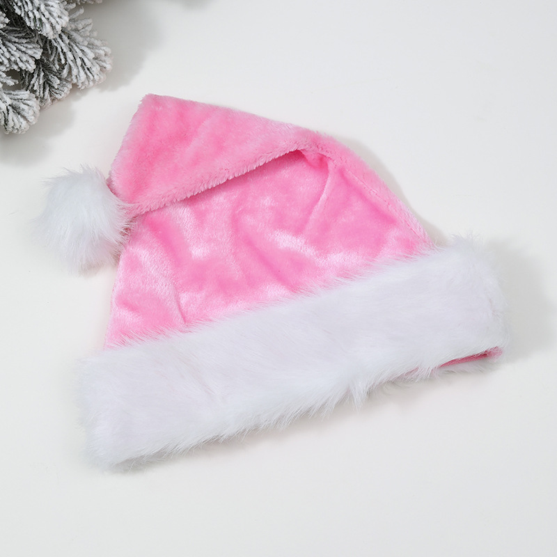 Picture of Christmas High-grade Plush Christmas Hat Extra Large Thickened Big Ball Christmas Hat Old Man Hat Green Pink Red