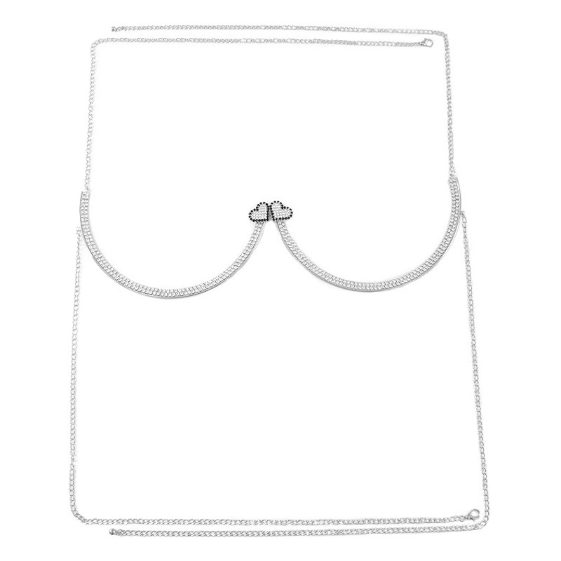 European and American elegant fashion diamond crystal Body chain chest support accessories sexy love chest chain female Body chain