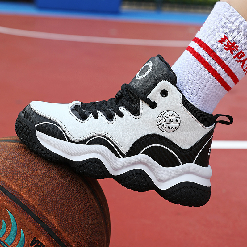 Banbu Jordan Children's Shoes 12 Boys Shoes 13 Boys High Top Sneakers Leather Waterproof 15 Years Old Boys Basketball Shoes
