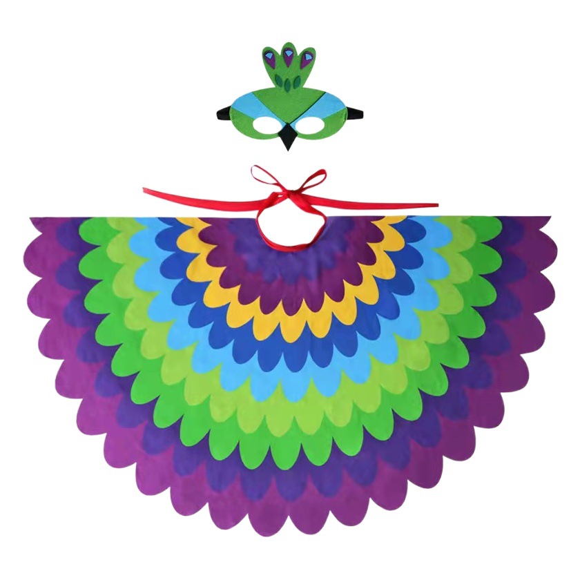Felt Wings Colorful Birds Feathers Children Cartoon Show Halloween Trap Coat Christmas Props Decoration