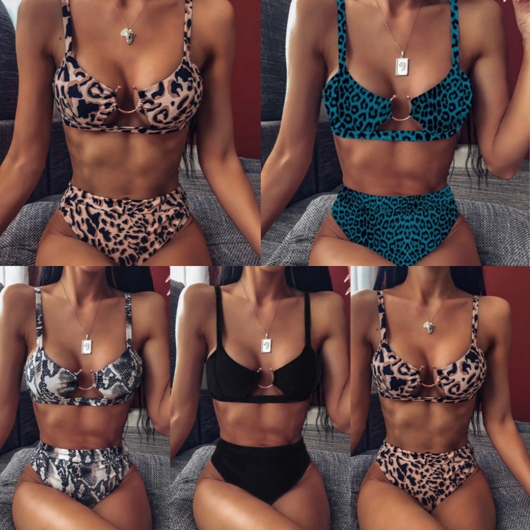 2023 Leopard Snake Foreign Trade Sexy bikini Swimsuit European and American High Waist Multicolor bikini