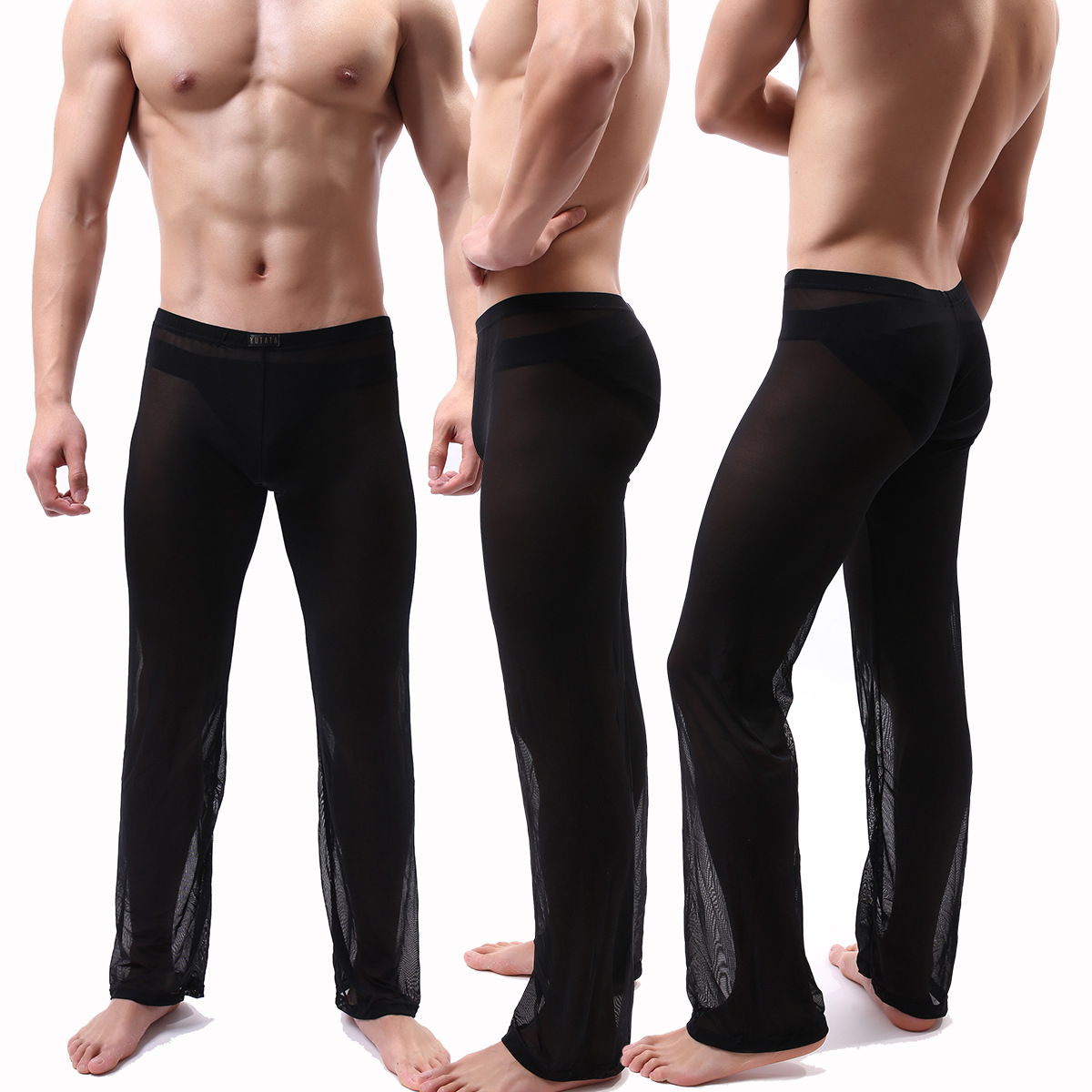 Cross-border Men's Trousers Sexy Mesh Perspective Pajama Pants Men's Home Pants Men's Pajamas E667