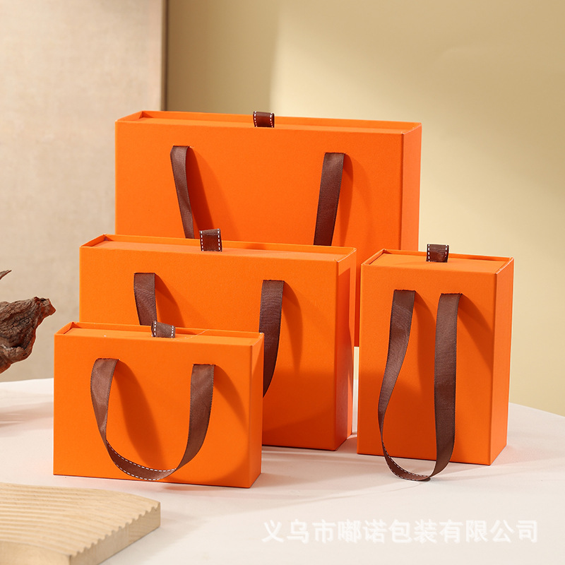 Orange Birthday Gift Drawer Gift Box Large Pajamas Tea Bracelet Packaging Box Creative Pull-Out Gift Box