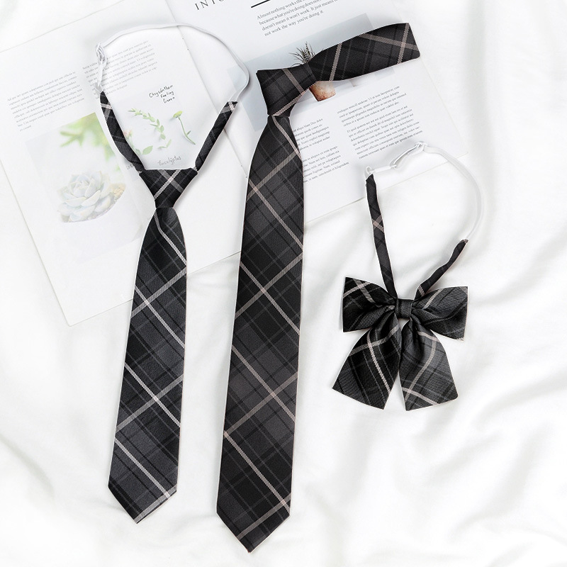 Picture of Dk Student Tie Japanese Jk College Style Plaid No-Sew Shirt Couple Tie Bow Tie Women in Stock Wholesale