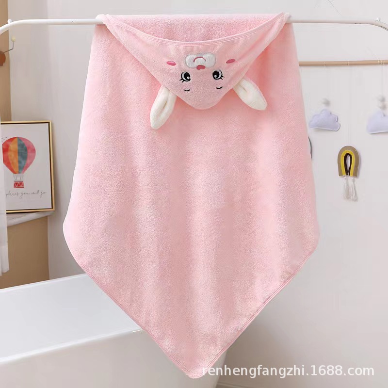 Picture of Coral fleece cartoon quilt children's hooded bath towel baby bag bath towel baby blanket soft absorbent bag single