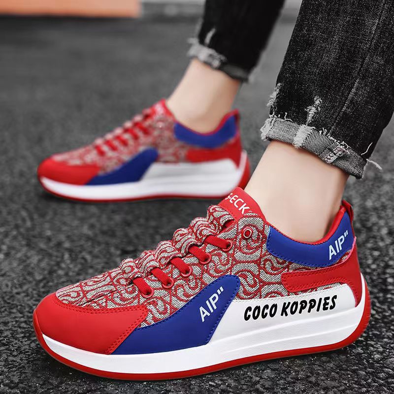 Men's Breathable Fashion Sneakers with Thick Soles for Autumn, Lightweight and Height-Increasing Student Sports Shoes