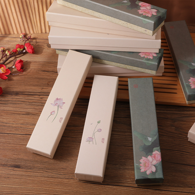 Picture of Lotus Bud Hairpin Box Jewelry Box Packaging Box Heaven and Earth Cover Rectangular Wooden Hairpin Silver Hairpin Hairpin Gift Box for Stall Wholesale