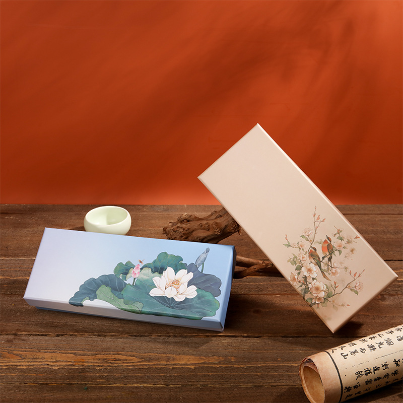 Lotus Bird Jewelry Box Antique Hair Comb Packaging Box Guofeng Headwear Pendant Hairpin Packaging Box Heaven and Earth Cover Packaging Box