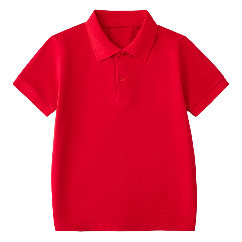 Picture of Summer Boys' Short-sleeved Polo Shirt School Uniform for Primary and Secondary School Students Children's White Lar T-shirt Girls' Graduation Class Dress