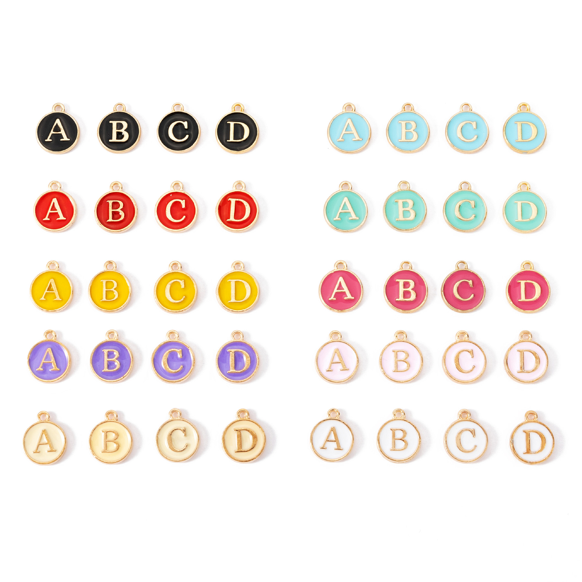 Picture of 1 diy jewelry accessories drop oil bracelet earrings small pendant drop oil 26 English letters alloy bracelet pendant