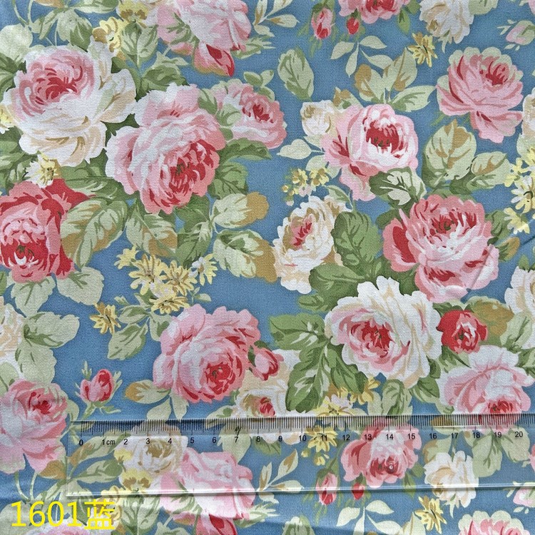 Printing 133*72 Pure Cotton Twill Spring and Summer Fashion Printed Small Fresh Dress Fabric Blue Skirt Fabric