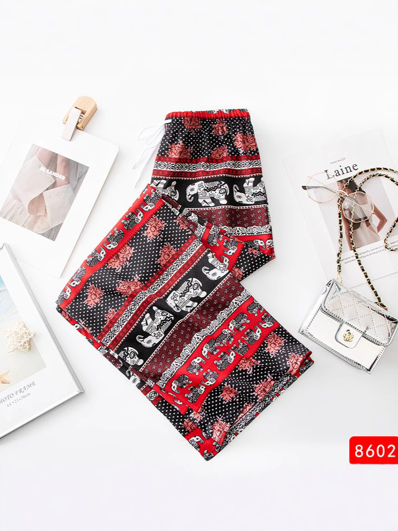 Picture of Summer Women's Ice and Snow Silk Pants Middle-aged and Elderly Loose Casual Home Pants Thin Pants for Mothers