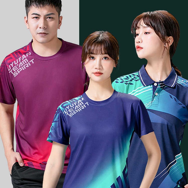 Badminton Clothes Tops for Men and Women Sports Quick-Drying Summer New Couple Short-Sleeved Competition Training Breathable Table Tennis