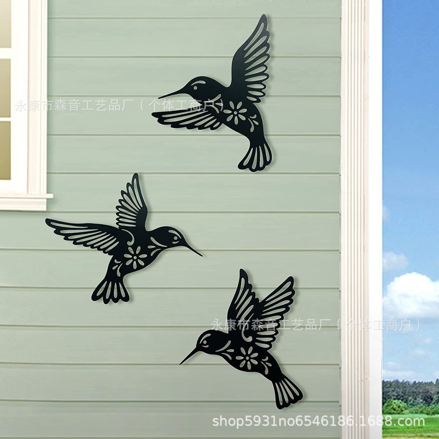 Picture of Wall Decoration Crafts Laser Cut Silhouette Wall Decoration Crafts Hummingbird Combination Cross-Border Hot Selling Pendant