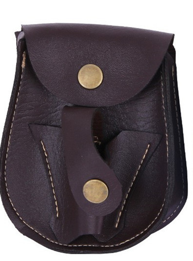 Picture of Outdoor slingshot bag steel ball integrated black brown leather bag durable non-deformation boutique leather case sports waist bag toy