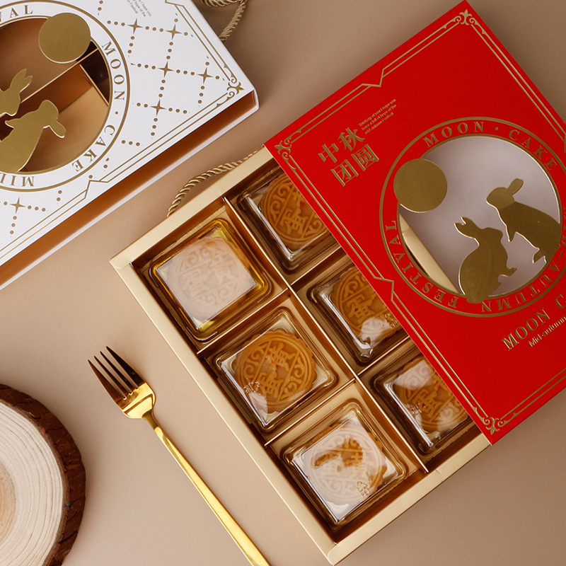 Picture of Mid-Autumn Festival portable gift box moon cake box egg yolk crisp gift box snow Mei Niang biscuit green bean cake high-end packaging box wholesale
