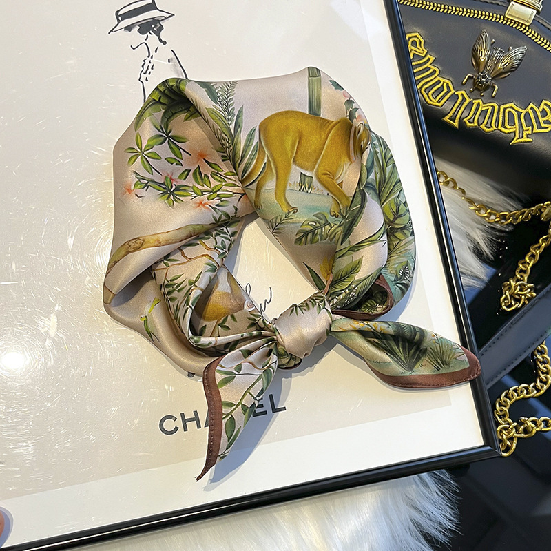 Picture of 2024 New Style Silk Scarves Women's Spring and Summer Fashion Printed 100 Mulberry Silk Small Square Scarf South Korea Ribbon Scarf