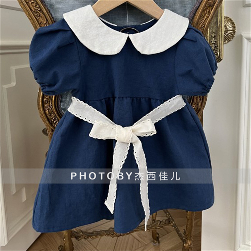 Picture of Korean Style Instagram Style Summer Dress Fashion New Arrival Mother and Dresses Girl Korean Style Doll Collar Bow Belt Parent-child dress