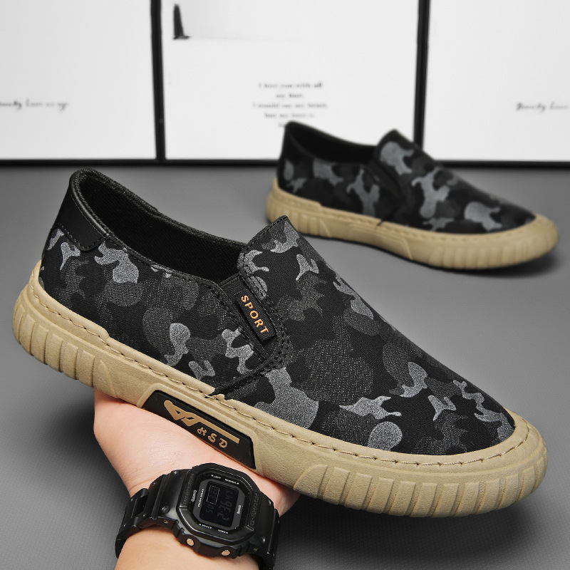 Camouflage Canvas Men's Shoes Summer Breathable Sports Casual Shoes Slip-on Lazy Shoes Old Beijing Cloth Shoes Men's Trendy Shoes