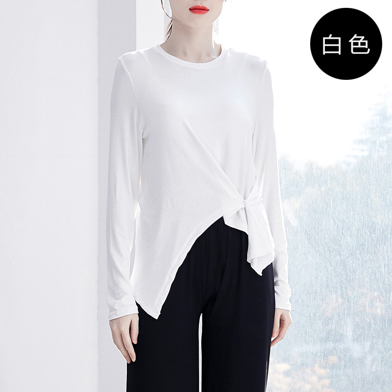 Picture of Buttoned Ethnic Square Jazz Training Top for Adults, Modern Dance Practice Clothing for Women, Versatile Solid Color