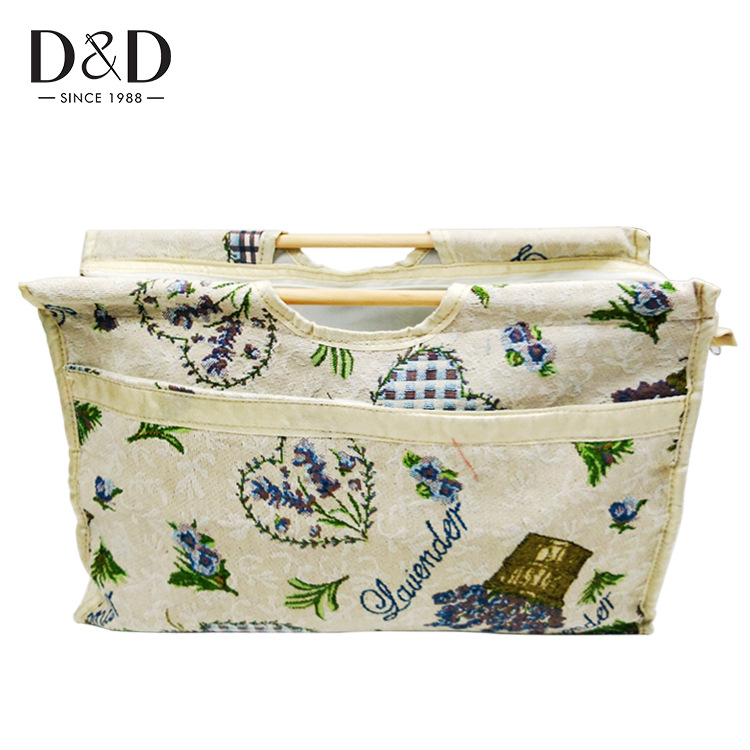 Picture of Cross-Border New Product Knitting Needle Bag Storage Bag with Wooden Handle, European-Style Jacquard Fabric Suitable for Knitting Sweaters, Yarn Balls, and Needlework