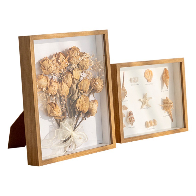 diy Creative Christmas Photo Frame for Couple Holiday Gift Stereo Hollow Dried Flower Mounted Photo Frame Specimen Display Frame