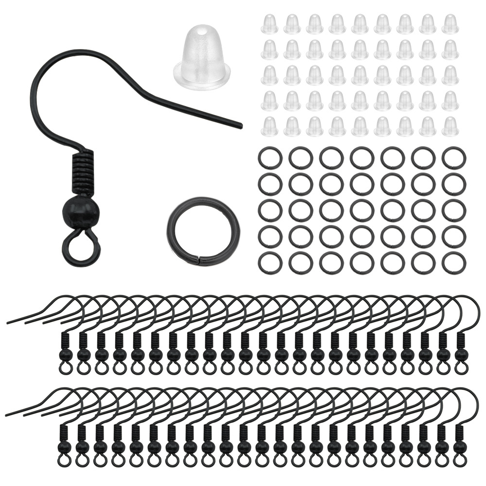 Picture of Diy jewelry accessories ear hook single ring earplug suit 4mm single ring big ear hook 4mm small size ear plug 100