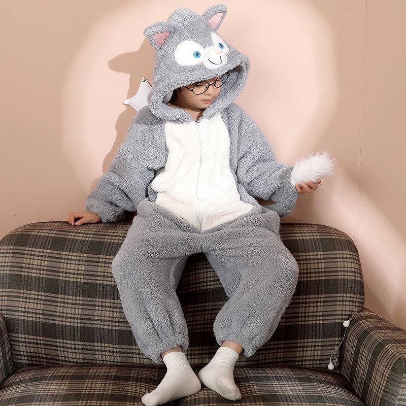 Picture of Funny Clothes Children's One-piece Pajamas Parent-child Clothes Boys Family of Three or Four Sullivan Winter fleece-lined One-piece Clothes