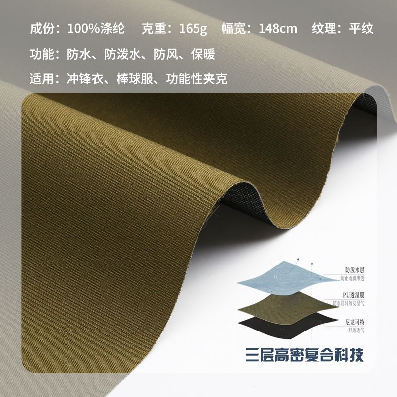 Picture of 100D high elastic three-in-one fabric anti-splashing composite special moisture permeable windbreaker fabric functional fabric