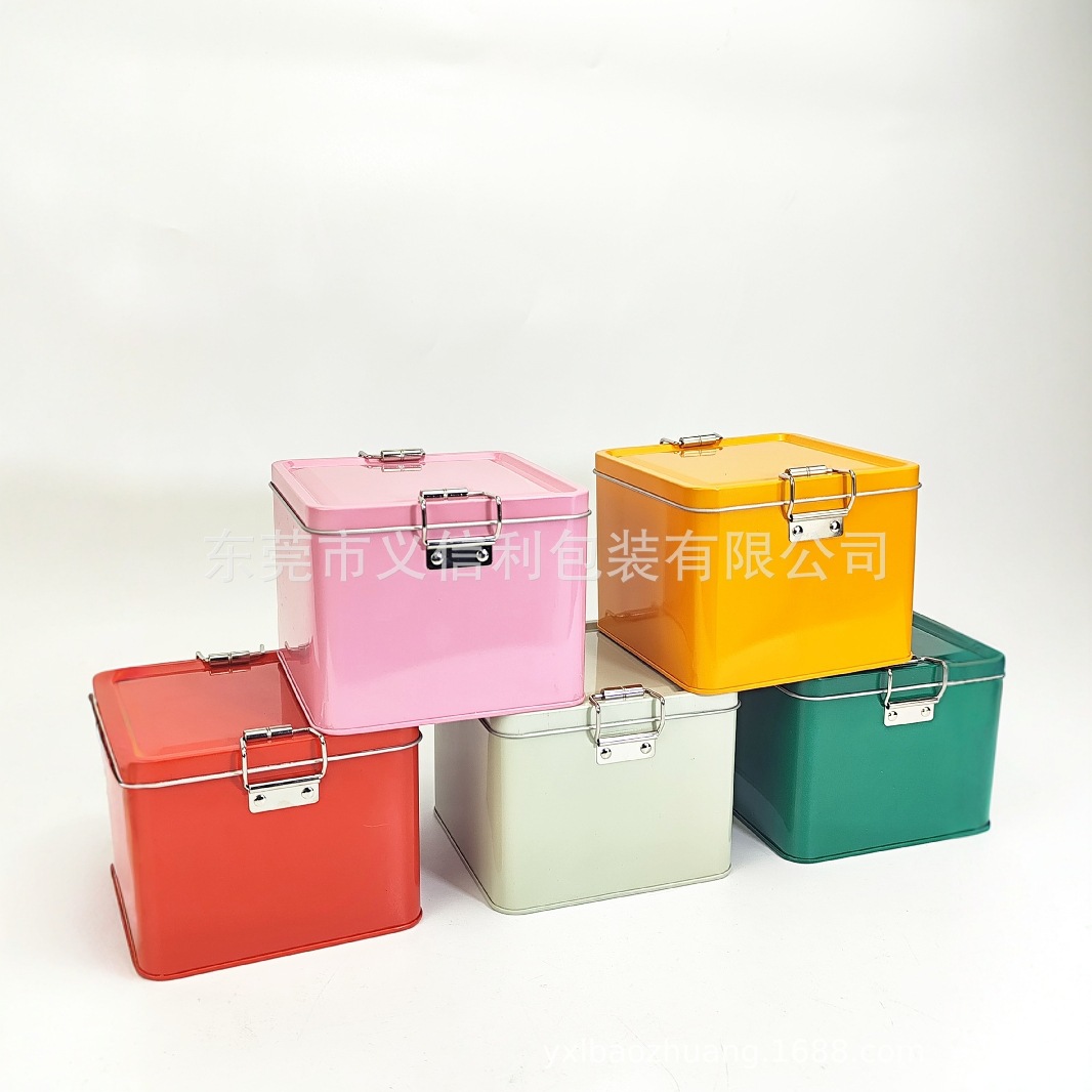 Solid Color Pineapple Cake Snap Iron Box Egg Cake Sliding Buckle Iron Can Lock Buckle Box Tea Accompanying Hand Gift Buckle Iron Box