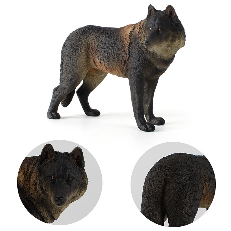 Picture of Solid simulation wild animal wolf model roaring Wolf big gray wolf children's hand toy early education cognitive ornaments