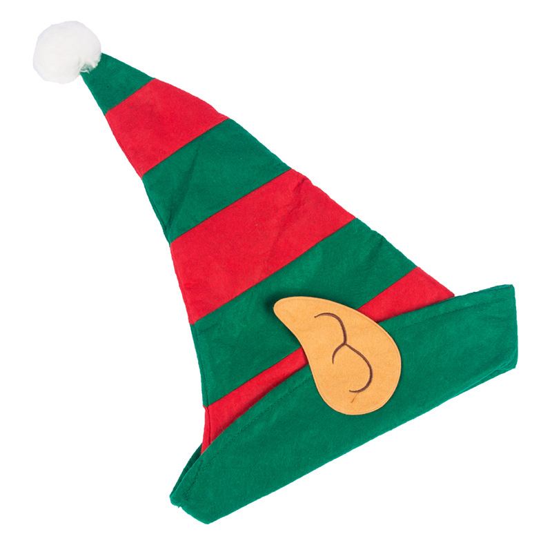 Picture of Christmas hat Christmas hat clown hat ears red and green striped hat Christmas party decorations children's elf hat