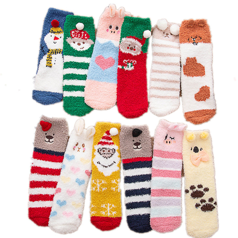 Picture of Japanese Style Three-Dimensional Cartoon Floor Socks Sleep Socks Coral Fleece Socks Women's Winter Towel Socks Thickened Warm Plush