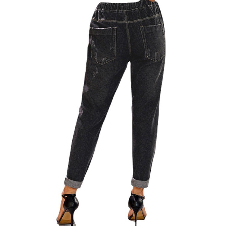 Picture of Cross-border women's clothing 2021 Amazon casual street hipster European and American fashion straight pants women's ripped jeans