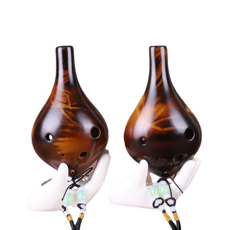 Amber Yellow smoked burning Ocarina 6-hole ceramic production tone elegant and beautiful listening beginner teaching performance in one step