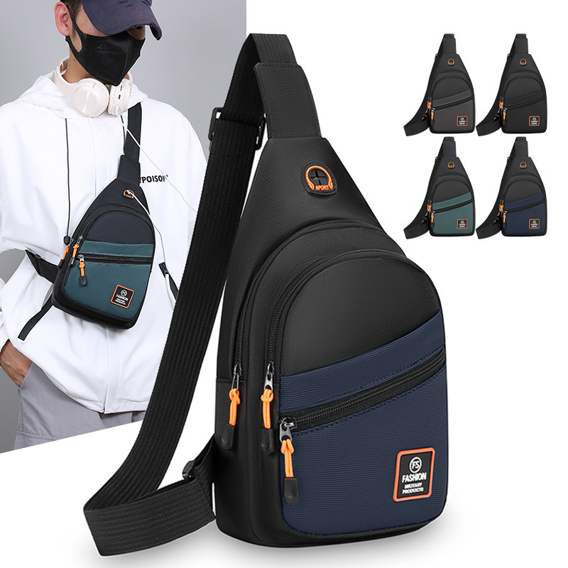 Large Capacity Men's Chest Bag Korean Style Oxford Cloth Shoulder Crossbody Bag Multi-Functional Small Backpack Outdoor Sports Chest Bag