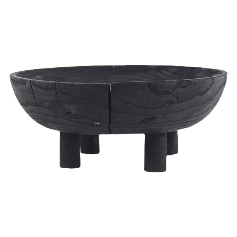 Factory Sales Handmade Carbonized Black Wooden Craft Pallet Home Villa Hotel Scene Building Decorative Ornaments