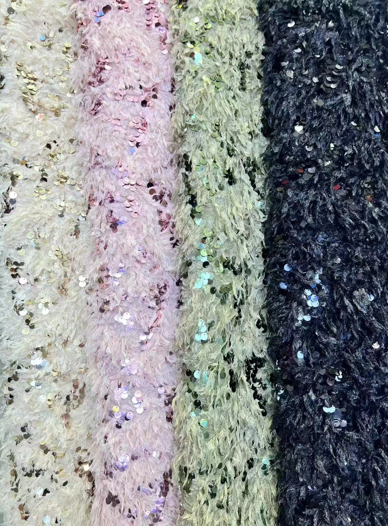 New Xiangfei velvet embroidered wool cloth autumn and winter dress overskirt sequins three-dimensional lace fabric laceJX3001